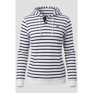 Cuffys of Cape Cod Womens Navy White Striped Henley Hoodie Cotton Medium